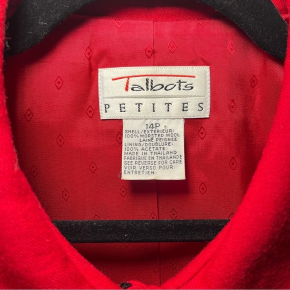 Talbots women's red black trim velvet button vintage career blazer in size 14P - Picture 5 of 7